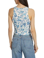 Allen Floral Stretch-Cotton Tank