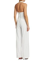 Robin Mixed-Media Halterneck Jumpsuit