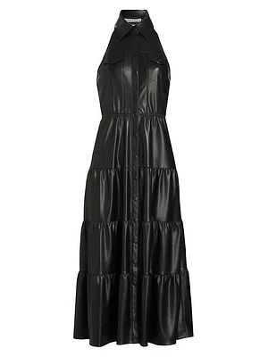 Miranda Faux-Leather Midi-Dress