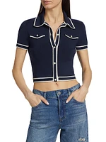 Marlena Knit Contrast-Trim Shirt