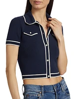 Marlena Knit Contrast-Trim Shirt