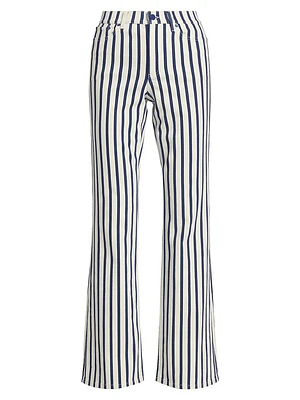 Keira Mid-Rise Striped Stretch Boot-Cut Jeans