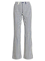 Keira Mid-Rise Striped Stretch Boot-Cut Jeans