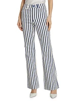 Keira Mid-Rise Striped Stretch Boot-Cut Jeans