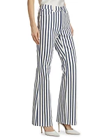 Keira Mid-Rise Striped Stretch Boot-Cut Jeans