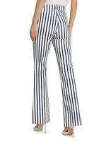 Keira Mid-Rise Striped Stretch Boot-Cut Jeans