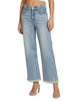 Ora Embellished High-Rise Wide-Leg Jeans