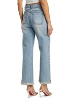 Ora Embellished High-Rise Wide-Leg Jeans