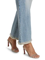 Ora Embellished High-Rise Wide-Leg Jeans