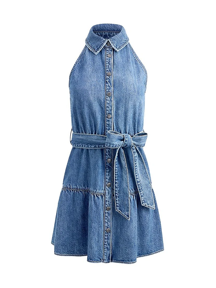 Miranda Denim Tie-Waist Minidress