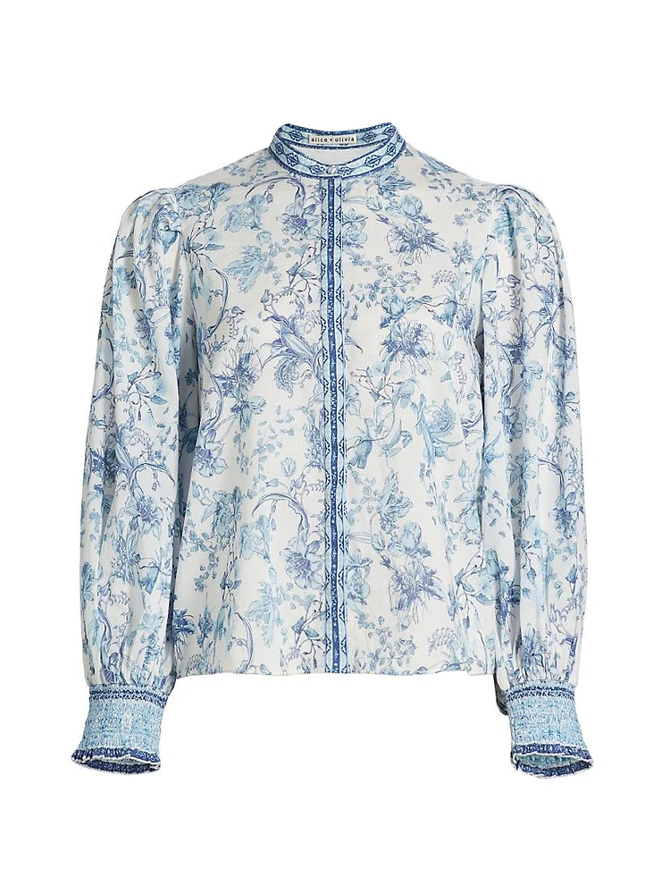 April Floral Blouson-Sleeve Top