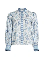 April Floral Blouson-Sleeve Top