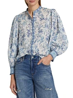 April Floral Blouson-Sleeve Top