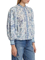 April Floral Blouson-Sleeve Top