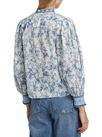 April Floral Blouson-Sleeve Top