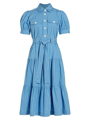 Buffy Striped Cotton Midi-Dress