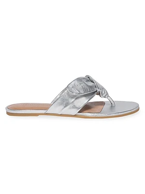 Harmony Metallic Leather Soft Bow Sandals