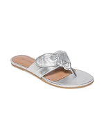 Harmony Metallic Leather Soft Bow Sandals