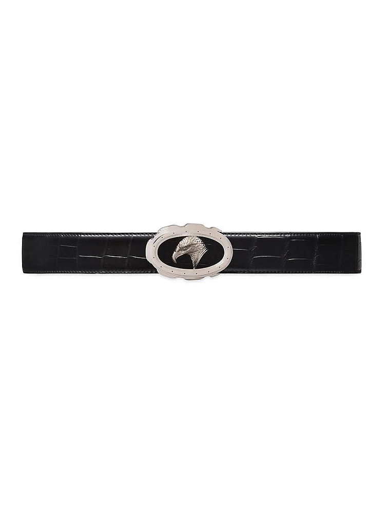 Matted Crocodile Leather Belt