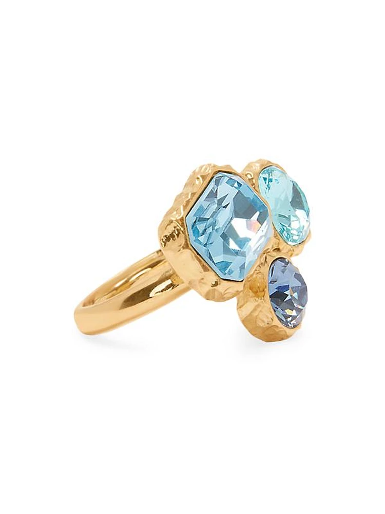 Goldtone & Glass Crystal Cocktail Ring