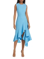 Ruffled Stretch-Wool Midi-Dress