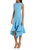 Ruffled Stretch-Wool Midi-Dress