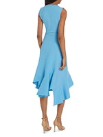 Ruffled Stretch-Wool Midi-Dress