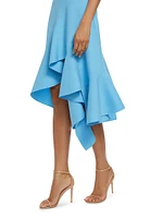 Ruffled Stretch-Wool Midi-Dress
