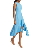 Ruffled Stretch-Wool Midi-Dress