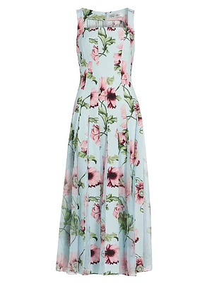 Cady Poppies Godet Maxi Dress