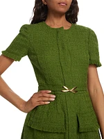 Wool-Blend Tweed Belted Minidress