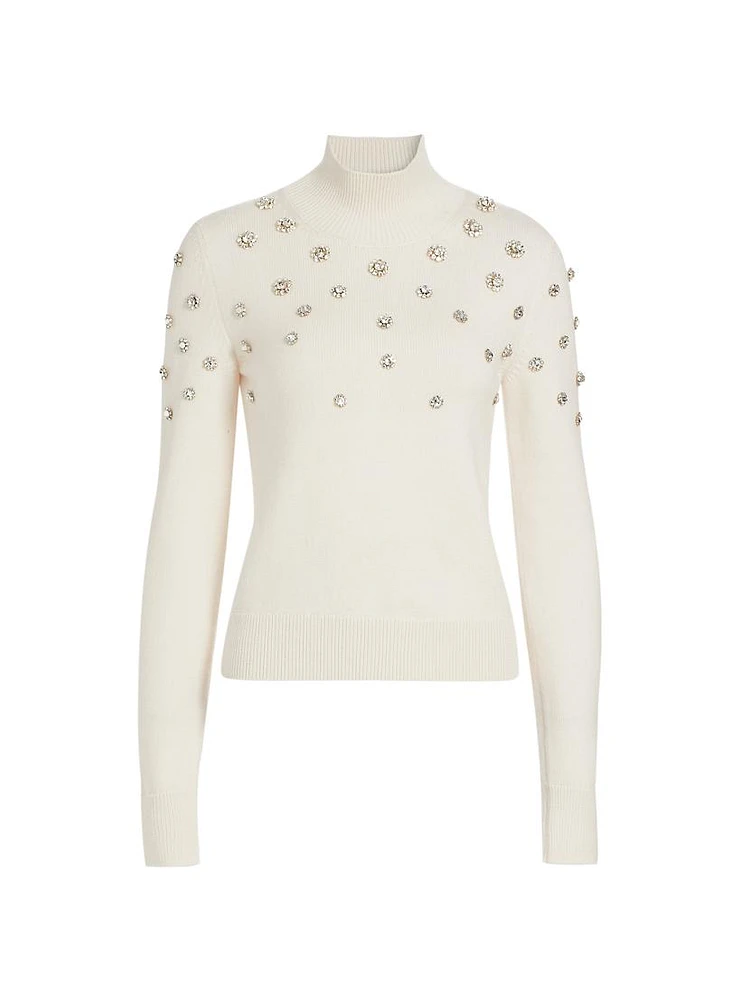 Wool Crystal-Embellished Turtleneck Sweater