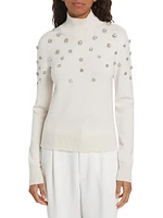 Wool Crystal-Embellished Turtleneck Sweater