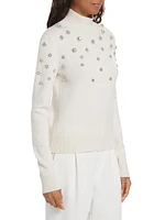 Wool Crystal-Embellished Turtleneck Sweater