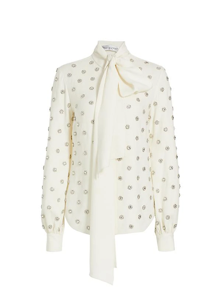 Silk-Blend Crystal-Embellished Blouse