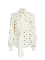 Silk-Blend Crystal-Embellished Blouse