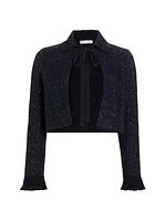 Sequined Tieneck Knit Jacket