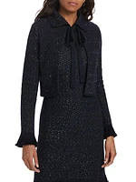 Sequined Tieneck Knit Jacket