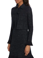 Sequined Tieneck Knit Jacket