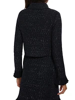 Sequined Tieneck Knit Jacket