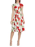 Poppies Cotton Poplin Belted Shirtdress