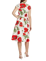 Poppies Cotton Poplin Belted Shirtdress