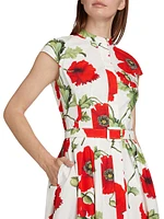 Poppies Cotton Poplin Belted Shirtdress