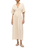 Lauretta Pleated Linen Midi-Dress