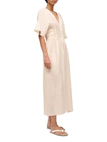 Lauretta Pleated Linen Midi-Dress