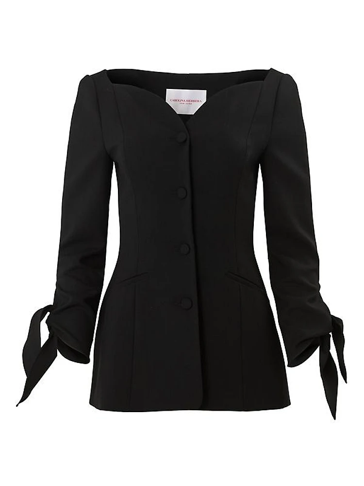 Virgin Wool Sweetheart-Neck Jacket