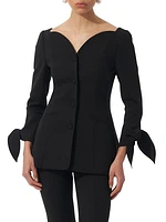 Virgin Wool Sweetheart-Neck Jacket