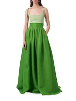 Silk Scoopneck Empire-Waist Gown