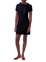 Virgin Wool Tie Boatneck Minidress