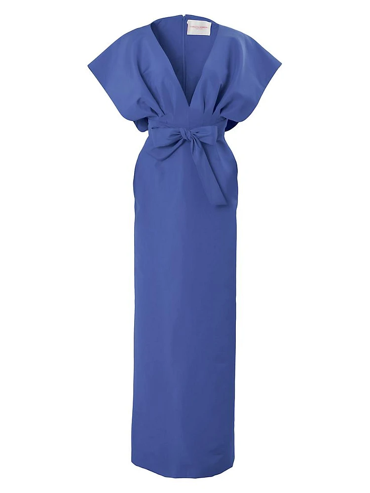 Silk V-Neck Column Gown